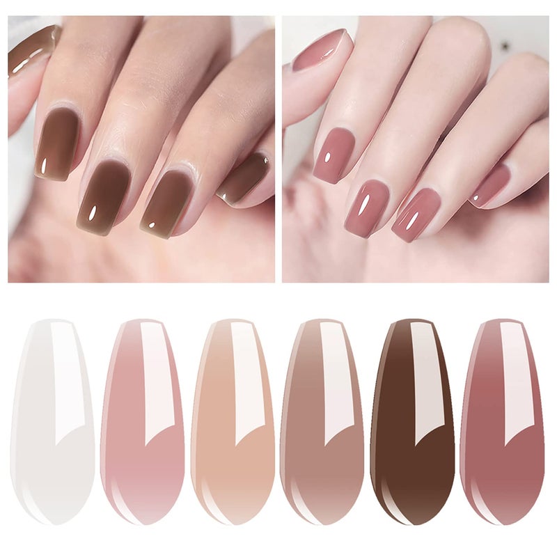 Vishine Gel Nail Polish Starter Kit with 36W UV LED Nail Lamp Speed Dryer Manicure Tools Set of 6 Sheer Milky White Neutrals Skin Nude Jelly Transparent Colors Gel Polish Base and Top Coat #055 - Image 2